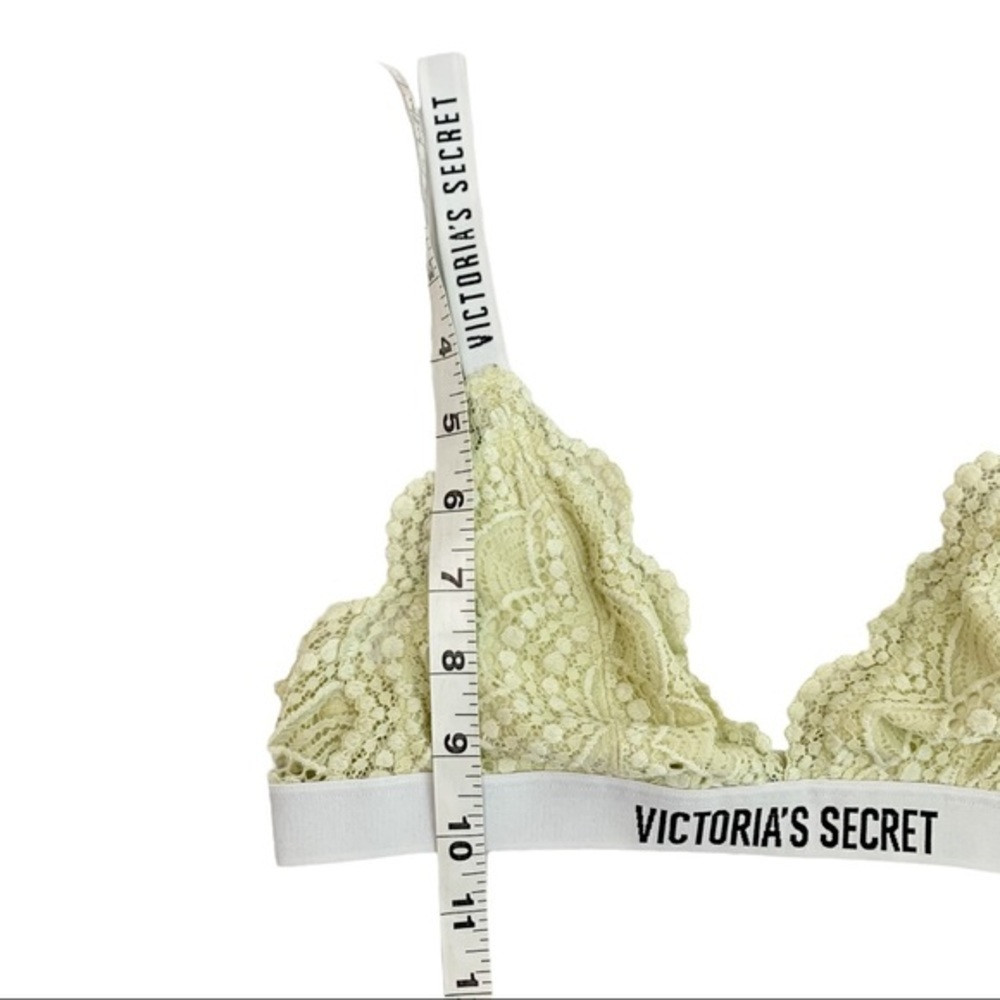 Victoria’s Secret Lace Triangle Logo Bralette Yellow White Size Small - Picture 4 of 5